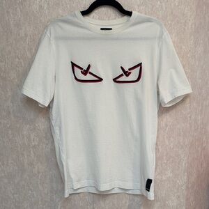 Fendi White Tee with Red Graphic Eyes